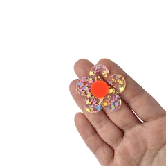 Aplique Flor Transparente Neon (Cores Mistas) - 4 unidades - comprar online