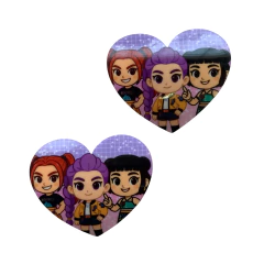 Aplique Coração Meninas K-pop Huntrix Curvado Acrílico