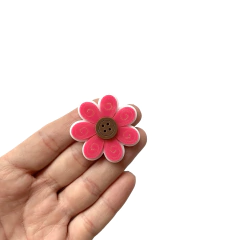 Aplique Flor Botão Rosa Médio Acrílico - 2 unidades - comprar online