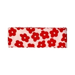 Fita Estampada Princess Flor Vermelha Borda Escalope