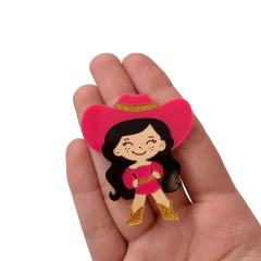 Aplique Ana Castela Boiadeira Pink Acrílico - 2 unidades - comprar online
