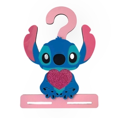 Porta Laços Stitch Coração Glitter