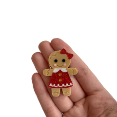 Aplique Biscoito Natalino Glitter Vermelho Acrílico - 2 unidades - comprar online