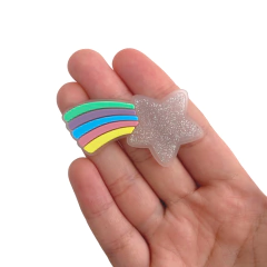 Aplique Estrela Cadente Com Transparência Emborrachado (5.5cm) - 2 unidades - comprar online