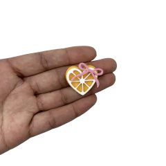 Aplique Coração Limão Siciliano Laço Rosa Acrílico - 2 unidades - comprar online