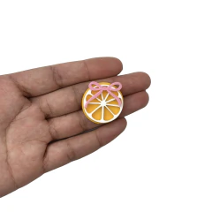 Aplique Limão Siciliano com Laço Rosa Acrílico - 2 unidades - comprar online