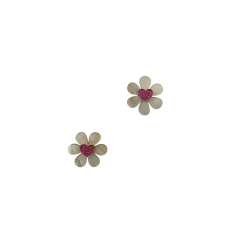 Aplique Flor Marmorizada Miolo Coração Rosa Acrílico - 2 unidades