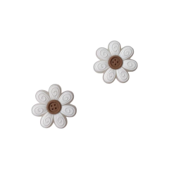 Aplique Flor Botão Branco Emborrachado - 2 unidades