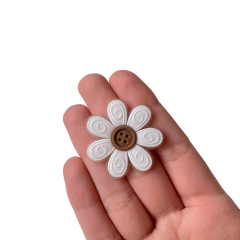 Aplique Flor Botão Branco Emborrachado - 2 unidades - comprar online