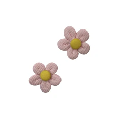 Aplique Flor Tecido Costurinha Rosa Miolo Amarelo - 2 unidades