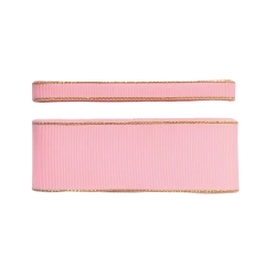 Fita Gorgurão Sanding Rosa Claro 142 Borda Lurex - 3 metros