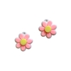 Aplique/Pingente Margarida Dupla Branca e Rosa Acrílico - 2 unidades
