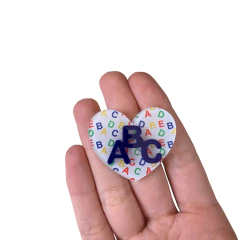 Aplique Coração Letrinhas Abc Azul Acrílico - 2 unidades - comprar online