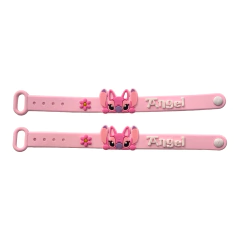 Pulseira Emborrachada Rosa Angel ( Lilo & Stitch)