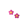 Aplique Flor Redondinha Pink Miolo Amarelo Acrílico M - 2 unidades