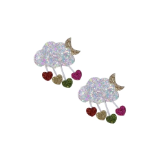 Aplique Nuvem e Lua Com Corações Lonita Glitter