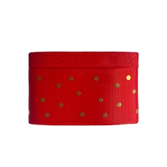 Kit Fita Gorgurão Poá Princess Vermelho e Dourado - 1 metro de cada