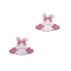 Aplique Coelha Sentada Coração Rosa Glitter Acrílico