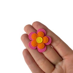 Aplique Flor Dupla Laranja e Rosa Emborrachado - 2 unidades - comprar online