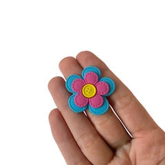 Aplique Flor Dupla Rosa Claro e Azul Emborrachado - 2 unidades - comprar online