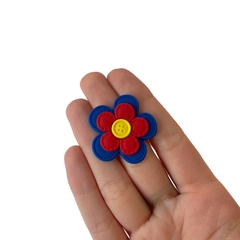 Aplique Flor Dupla Vermelha e Azul Emborrachado - 2 unidades - comprar online