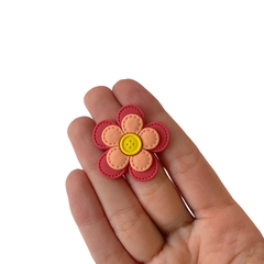 Aplique Flor Dupla Salmão e Rosa Emborrachado - 2 unidades - comprar online