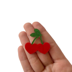 Aplque Cereja Coração Acrílico - 2 unidades - comprar online