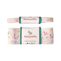 Fita Gorgurão Yama Coelhinha e Flores Creme