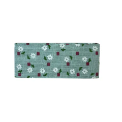 Fita Yama Estilo Linho Margaridas Brancas e Cubos (38mm)