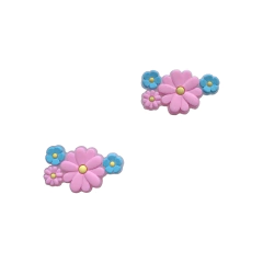 Aplique Trio Flores Rosa e Azul Miolo Amarelo