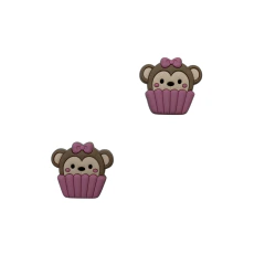 Aplique Macaquinho Cupcake Rosa Emborrachado - 2 unidades