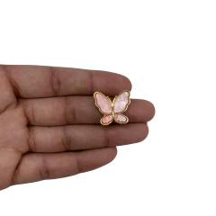 Aplique Borboleta Marmorizado Rosa Borda Dourada - 2 unidades - comprar online