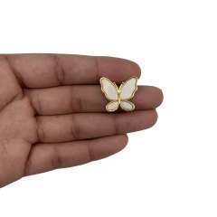 Aplique Borboleta Marmorizado Branco Borda Dourada - 2 unidades - comprar online