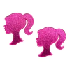 Aplique Barbie Dupla Rosa e Pink Glitter