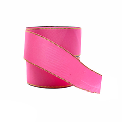 Fita Gorgurão Melaço Rosa Borda Metalica 27