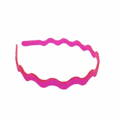 Tiara Ondulada Glitter Rosa Neon