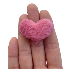 Aplique Coração Pelinhos Pequeno Rosa (3cm) - 2 unidades - comprar online