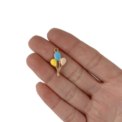 Pingente Metal Balão de Ar Azul Amarelo e Nude - 5 unidades - comprar online