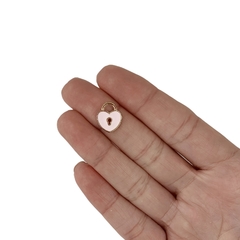 Pingente Metal Cadeado Coração Rosa Claro - 5 unidades - comprar online