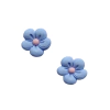 Aplique Flor Costurinha Azul Claro Miolo Rosa Claro 