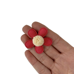 Aplique Flor Camurça Pink com Pompom Creme - 2 unidades - comprar online