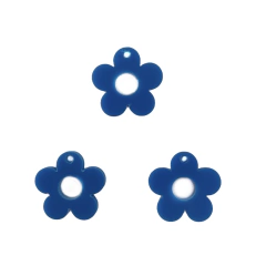 Pingente Flor Plano Liso Azul