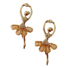 Aplique Bailarina Strass com Pedra Laranja Claro (5.7cm)