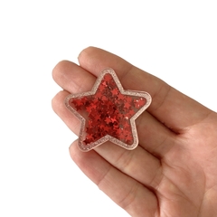 Aplique Estrela Acrílico com Estrelas Vermelhas - 2 unidades - comprar online
