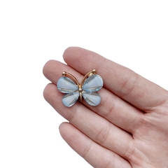 Aplique Borboleta Dourada Azul Claro - 2 unidades - comprar online