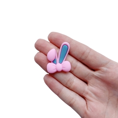 Aplique Orelhinha de Coelho Rosa e Azul Emborrachada - 2 unidades - comprar online