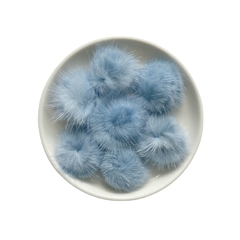 Aplique Pompom Pelinho Pequeno Metade Azul Bebê 