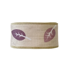 Fita Maravilha Estilo Linho Folhas (38mm) - 3 metros - ApliqueMe | Apliques incríveis para seu artesanato!