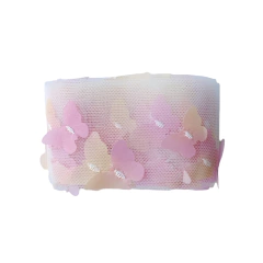 Fita Tule Borboleta Rosa Claro