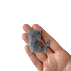 Aplique Gatinho Pelinhos Cinza - 2 unidades - comprar online